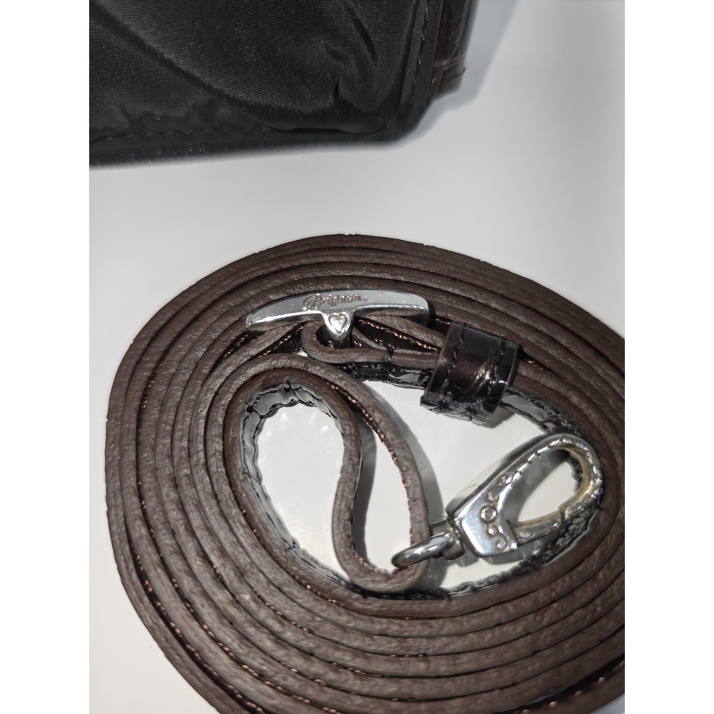 Brighton Black Leather Wallet-Purse Bag Crossbody Silver Tone Metal Hardware - Picture 4 of 11